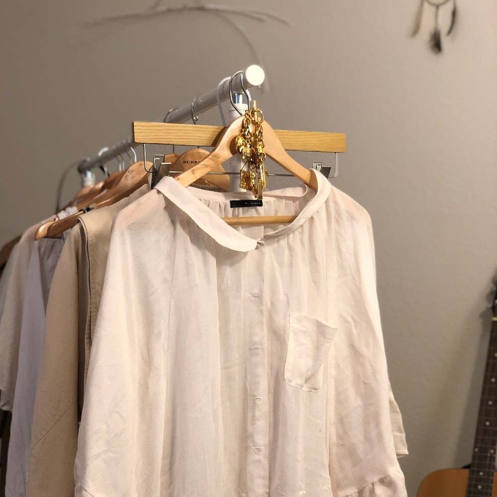 White Flowy Cape- Blouse